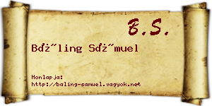 Báling Sámuel névjegykártya